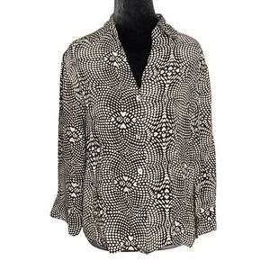 VTG Piano Women's 100% Silk Shirt Heart Print Artsy Lagenlook Size Medium